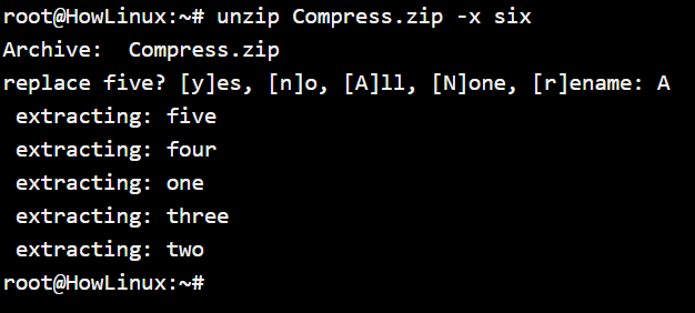 Unzip File Exclusion