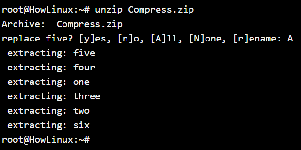 Unzip Without Options