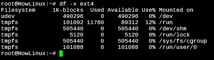 Df Excluding File Systems