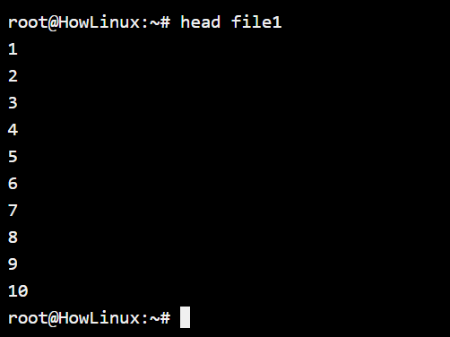 Head Command Default Usage