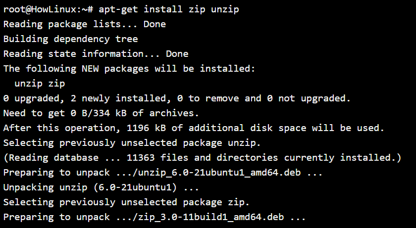 Zip And Unzip Installation