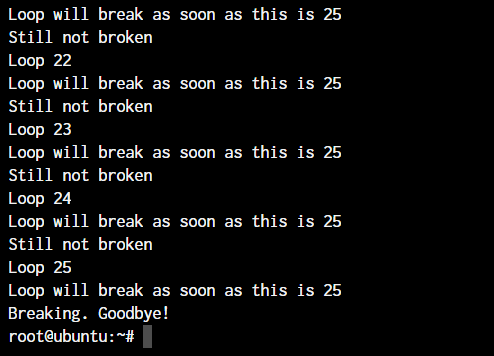 break statement in Linux