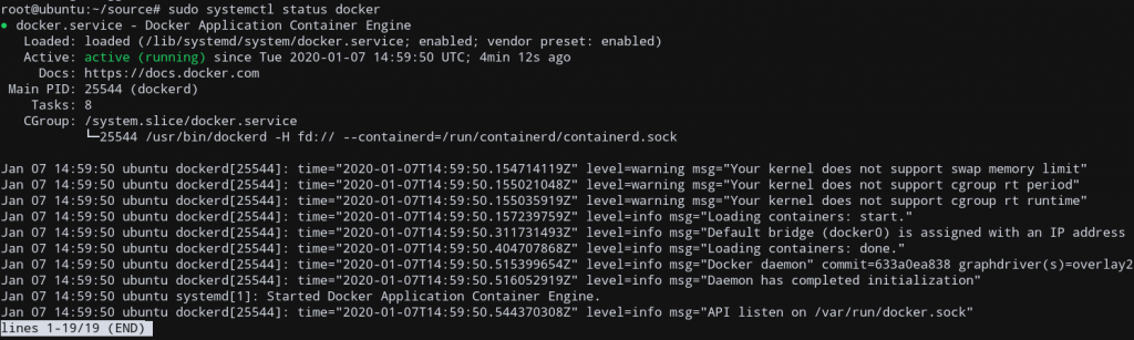 Docker Ubuntu Status Check