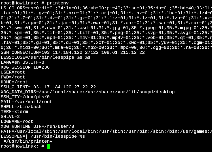 Printenv Output