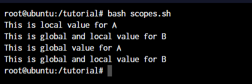 Functions in shell scripts bash variables