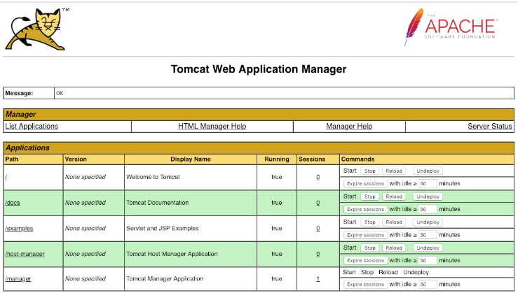 Tomcat Manager Interface