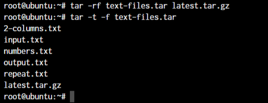 Tar Append Files