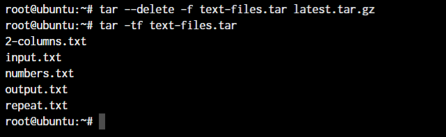 Tar Delete Files