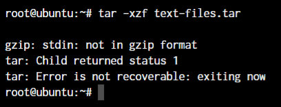 Tar Extract Incorrect File Type