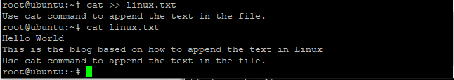 Append Text Using Cat Command Step 2