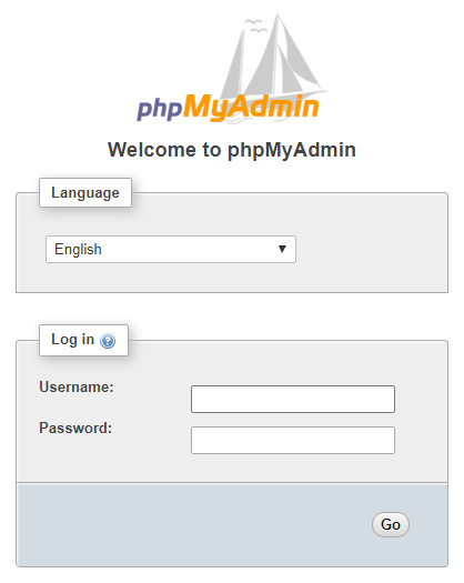 Phpmyadmin Login Page