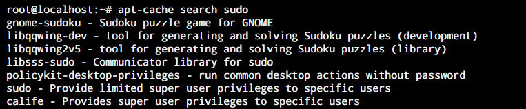 Apt Cache Search Sudo