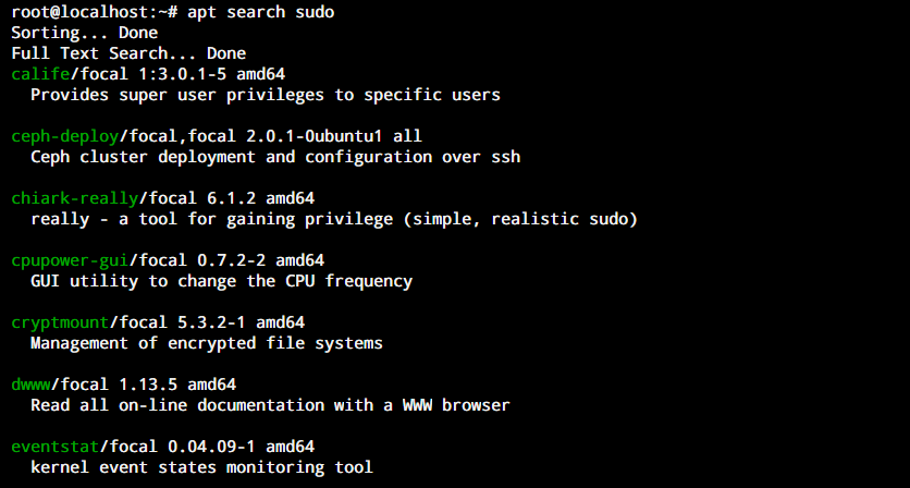 Apt Search Sudo 1