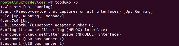 Tcpdump Interfaces