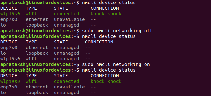 Restart Network Nmcli