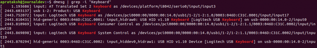 Dmesg Command Keyboard