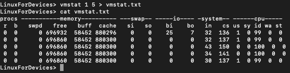 Vmstat To A File