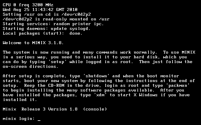 Minix3.1.8