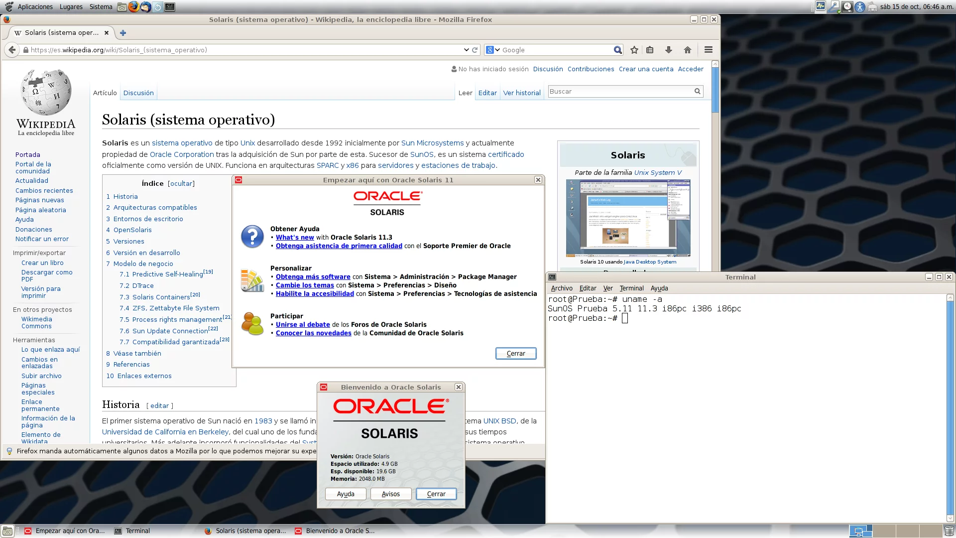 Oracle Solaris 11 Screenshot Running GNOME2