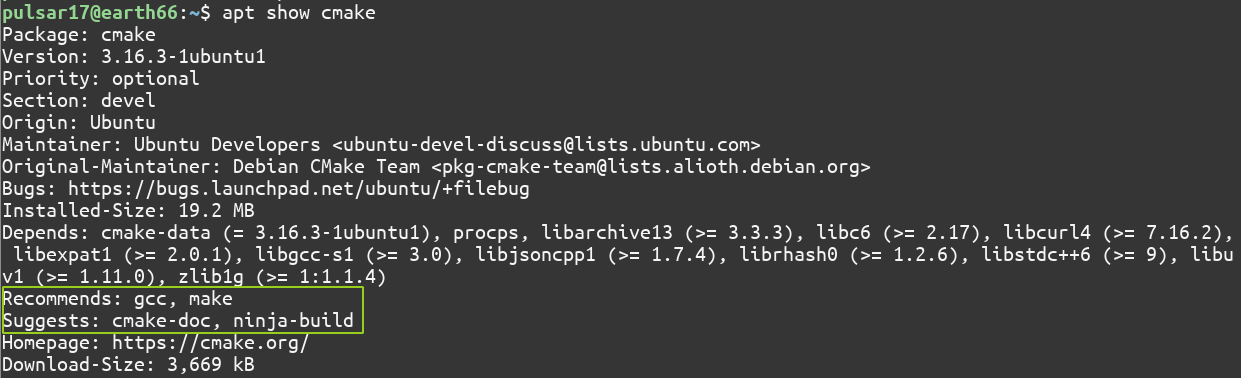 Apt Show Cmake