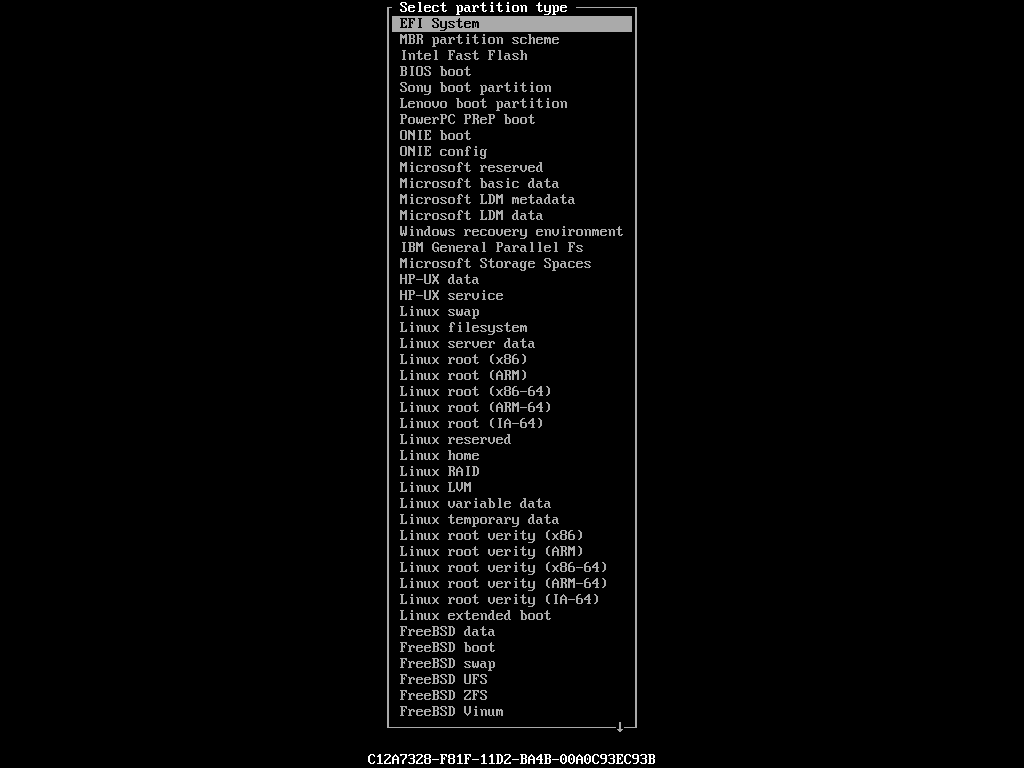 Setting Partition Type As EFI System