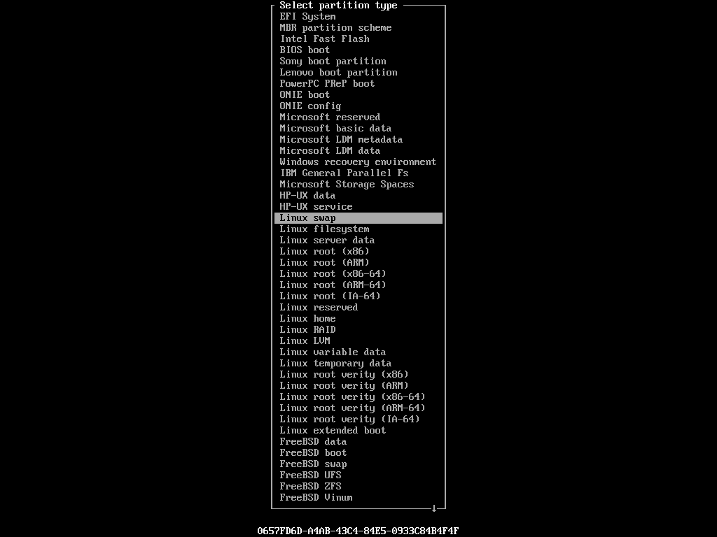 Setting Partition Type As Linux Swap In EFI System