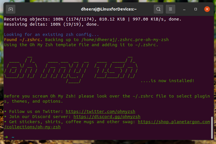 Oh My Zsh Installation