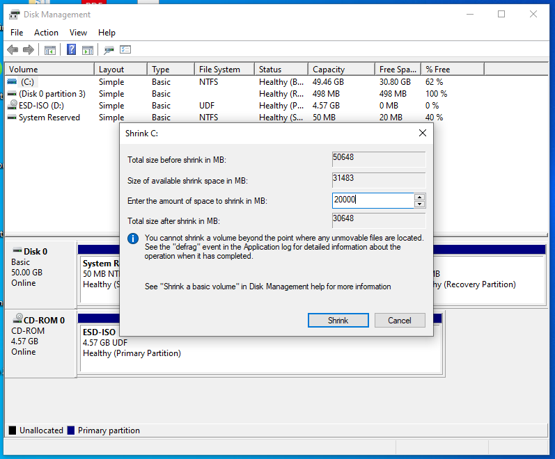 Selecting Shrink Size