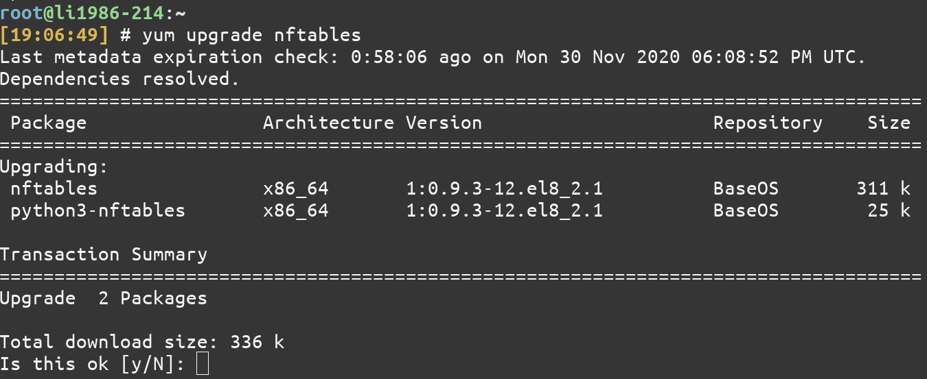 Yum Upgrade Nftables