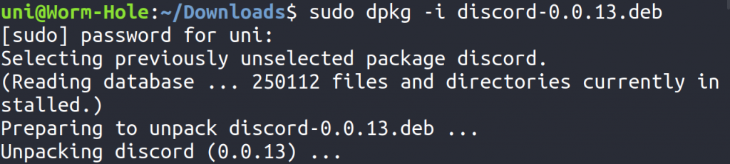 Installing Discord Deb Package