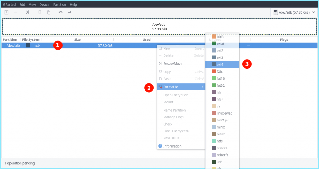 Step 2 : Format Stick To EXT4