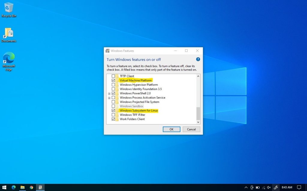Windows Features Turn On WSL