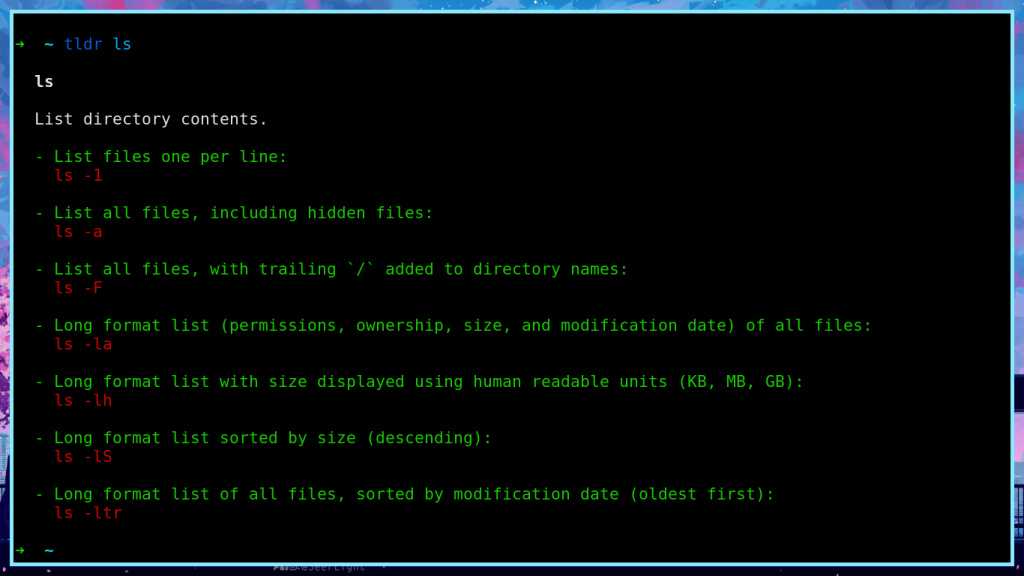 Tldr Output For Ls