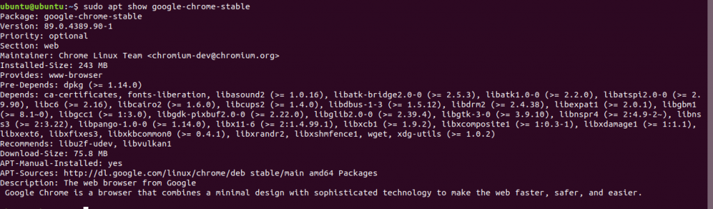 Checking Details Of A Package Using Apt