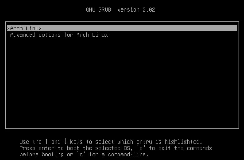 GNU GRUB Menu