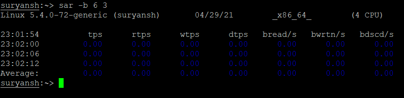 Example 2 Monitoring IO And Transfer Rate Statistics 1