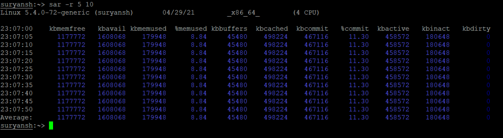 Example 3 Checking Memory Usage