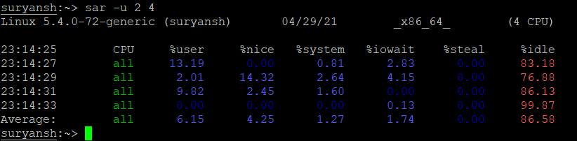 Example 4 Reporting CPU Utilization