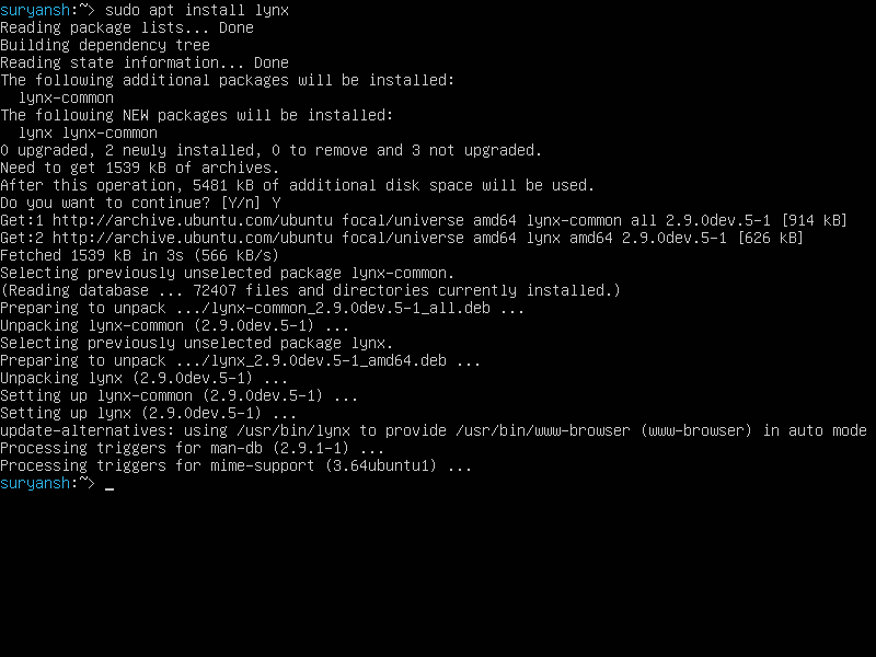 Installing Lynx On Ubuntu Text-based web browsers