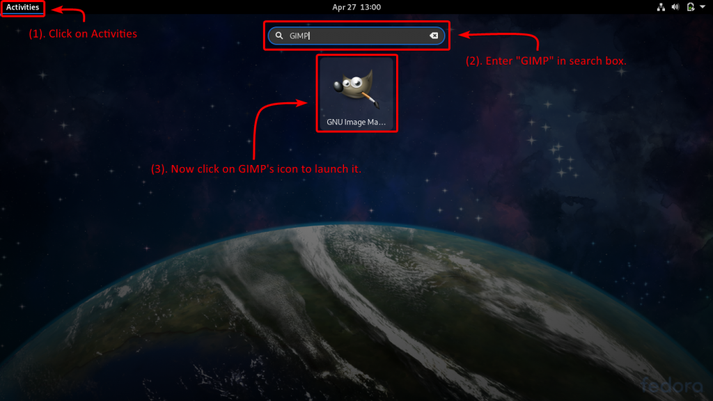 Launch GIMP From Activities
