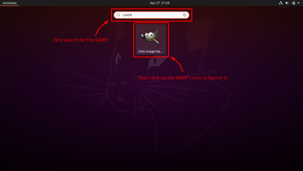Search For GIMP And Then Click Its Icon To Launch 1