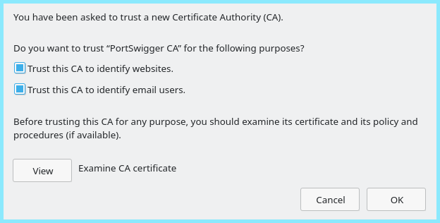 Importing Burps CA Certificate