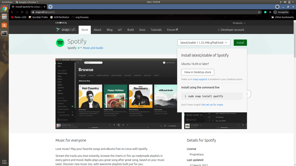 Spotify At Snapcraft.io 