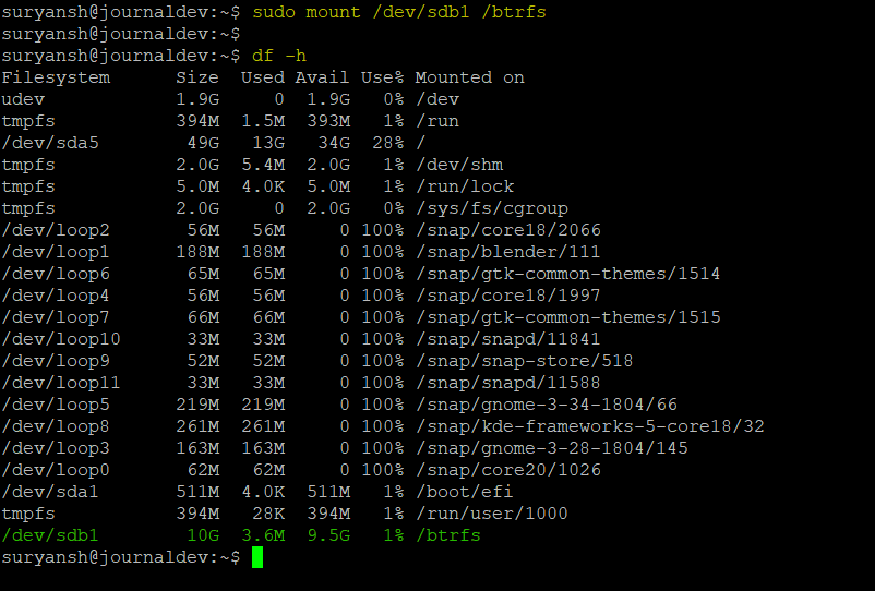 Btrfs Partition Mounted