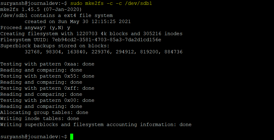 Checking For Bad Blocks With Read Write