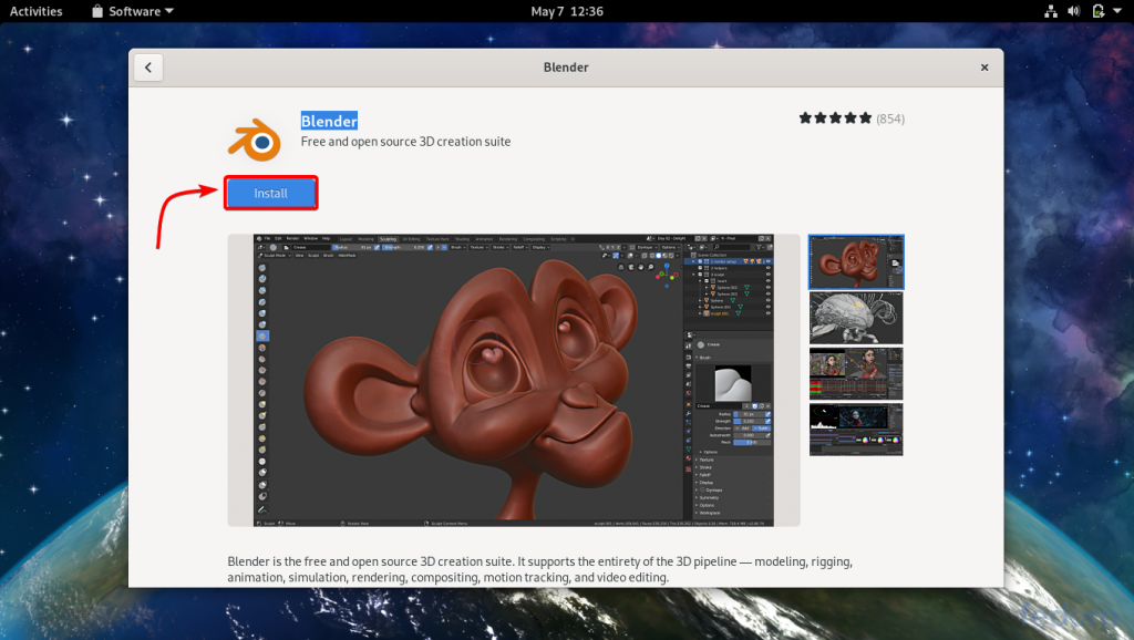 Click On Install To Install Blender