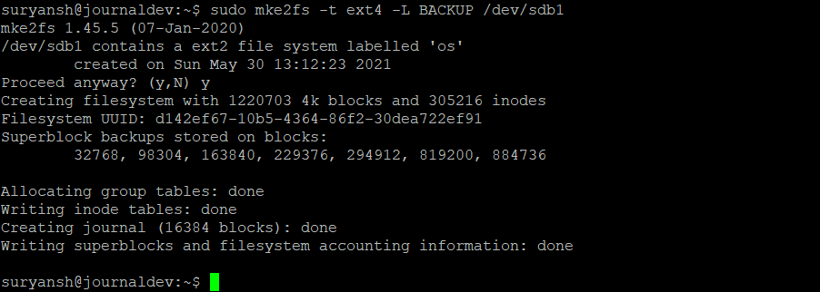 Creating A File System With Volume Label