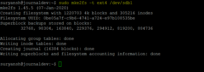 Creating Ext4 Partition