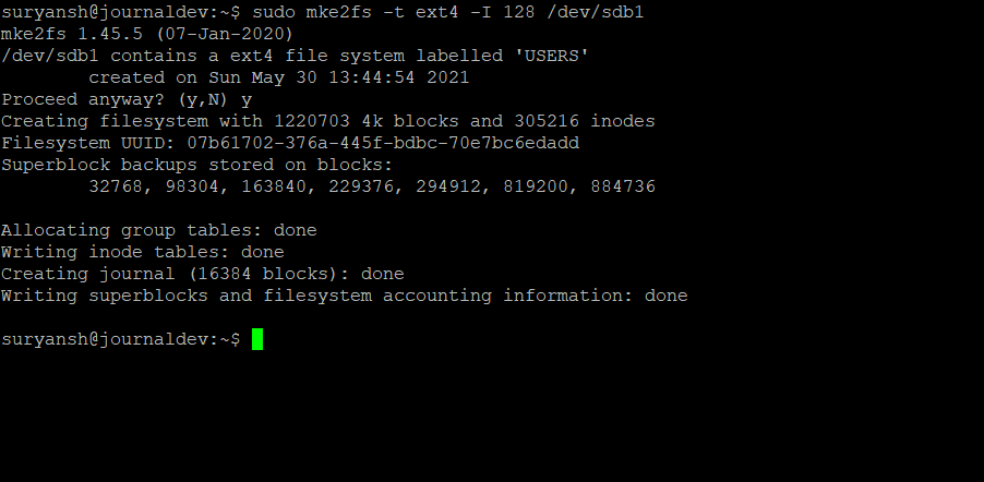 Creating Filesystem With Specific Inode Size