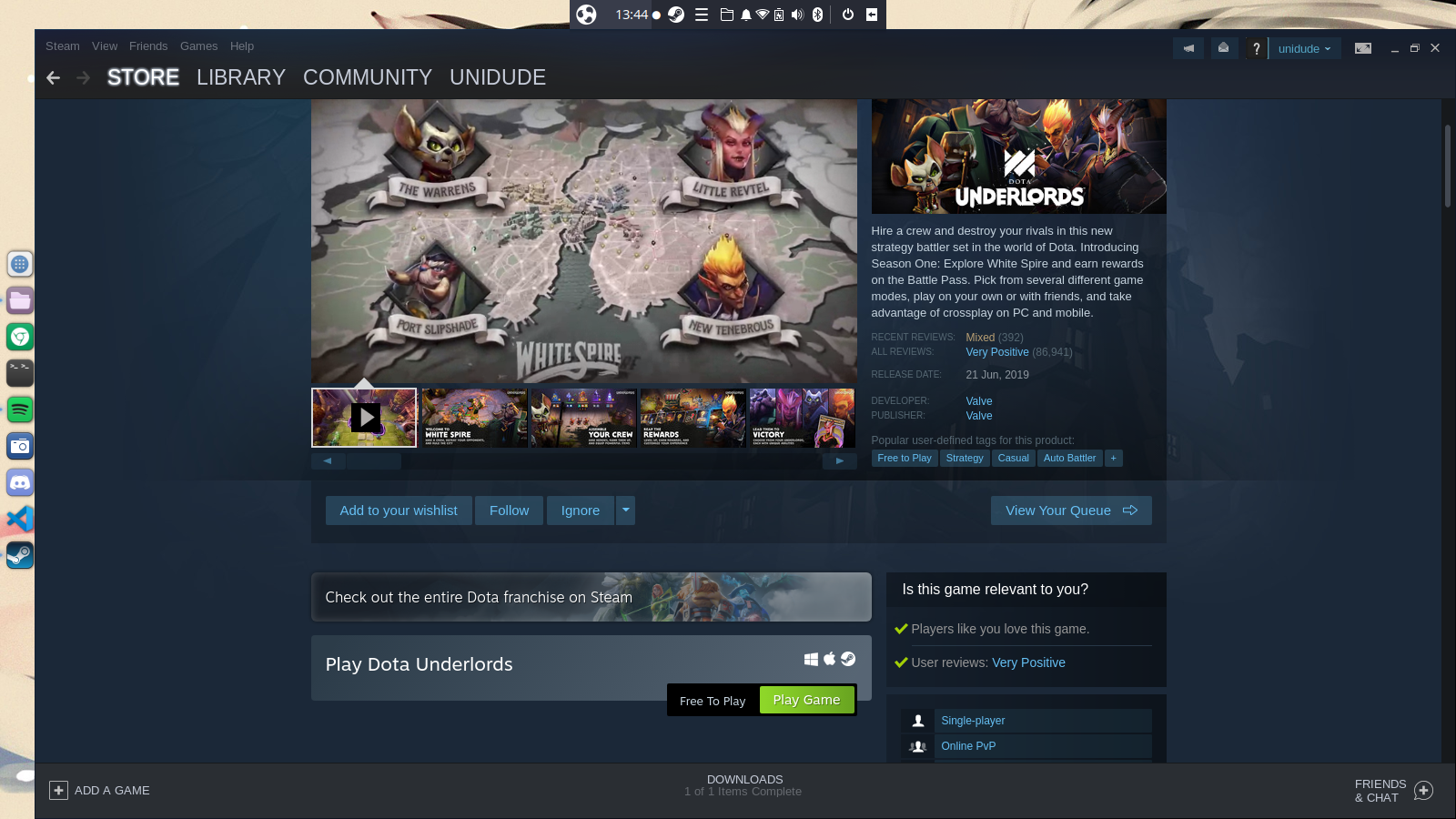 Downloading a game in Steam